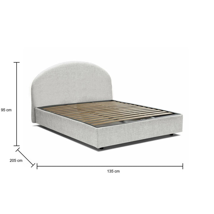 Letto piazza e mezza Akis, Letto contenitore con rivestimento in tessuto, Made in Italy, Apertura frontale, adatto per materasso cm 120x190, Bianco