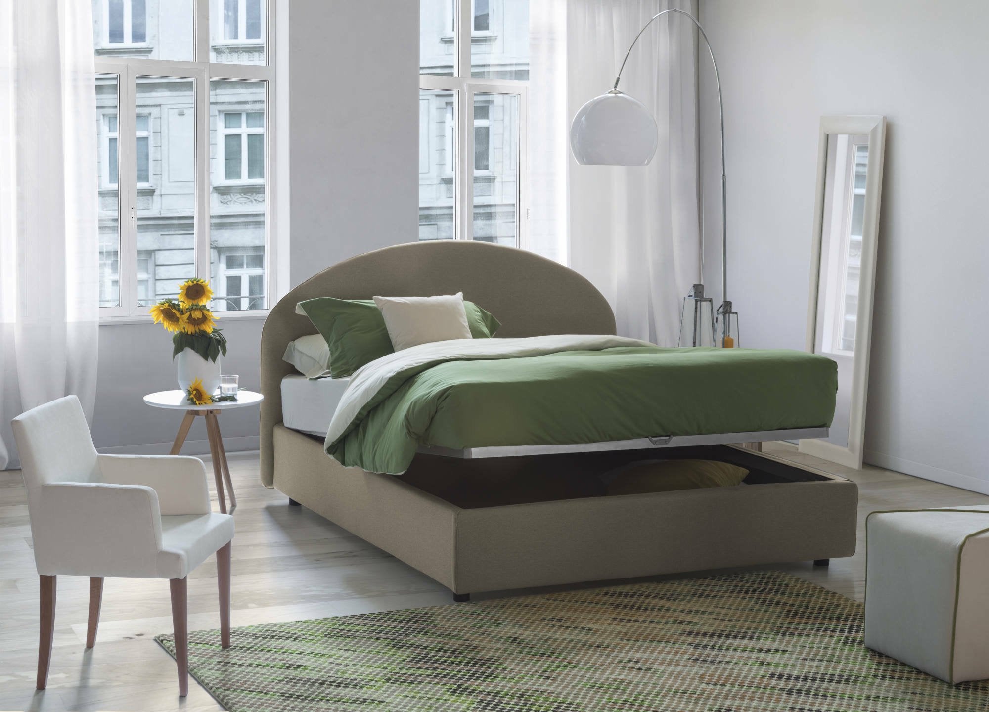 Akis, Letto Piazza e Mezza Sfoderabile Made in Italy, Grigio Tortora