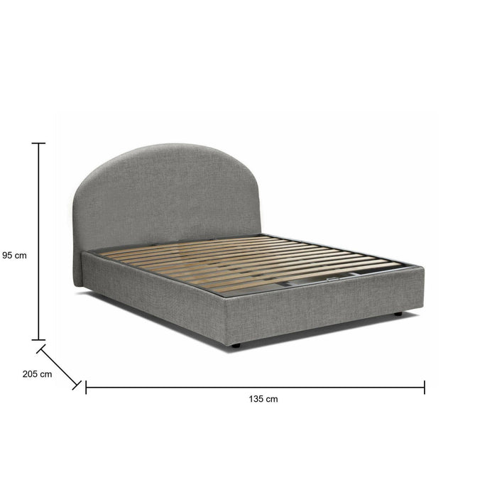 Letto piazza e mezza Akis, Letto contenitore con rivestimento in tessuto, Made in Italy, Apertura frontale, adatto per materasso cm 120x190, Grigio