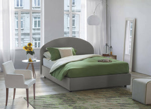 Letto piazza e mezza Akis, Letto contenitore con rivestimento in tessuto, Made in Italy, Apertura frontale, adatto per materasso cm 120x190, Grigio