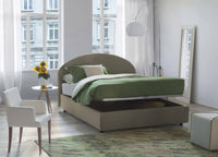 Letto matrimoniale Archivio, Letto contenitore con rivestimento in tessuto, Made in Italy, Apertura frontale, adatto per materasso cm 160x190, Tortora