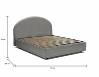 Letto matrimoniale Archivio, Letto contenitore con rivestimento in tessuto, Made in Italy, Apertura frontale, adatto per materasso cm 160x190, Grigio