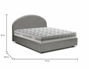 Letto matrimoniale Amida, Letto contenitore con rivestimento in tessuto, Made in Italy, Apertura frontale, con materasso cm 160x190 incluso, Grigio