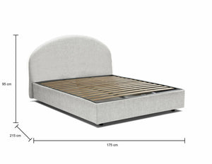 Letto matrimoniale Fiorella, Letto contenitore con rivestimento in tessuto, Made in Italy, Apertura frontale, adatto per materasso cm 160x200, Bianco