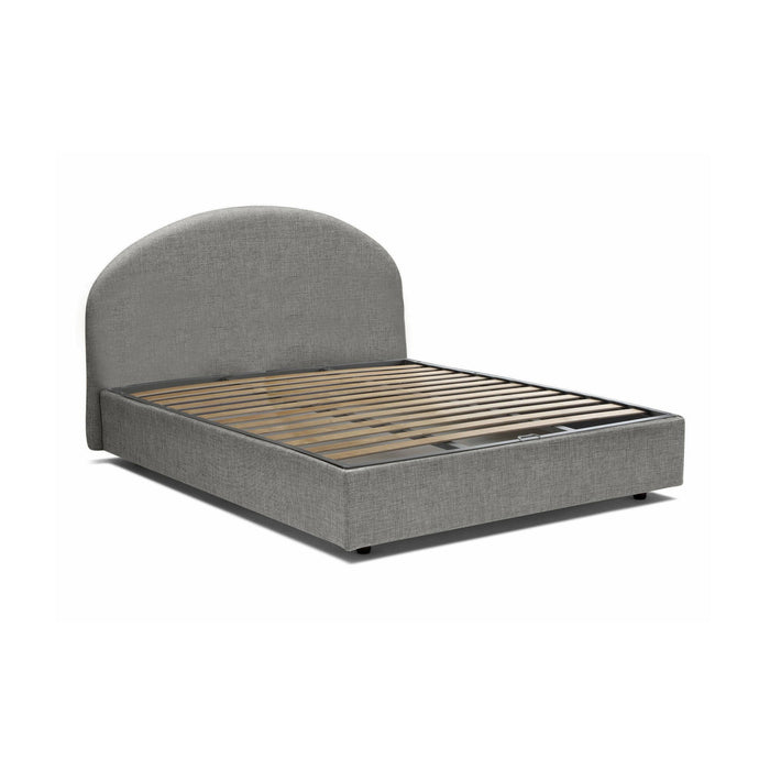 Letto matrimoniale Fiorella, Letto contenitore con rivestimento in tessuto, Made in Italy, Apertura frontale, adatto per materasso cm 160x200, Grigio