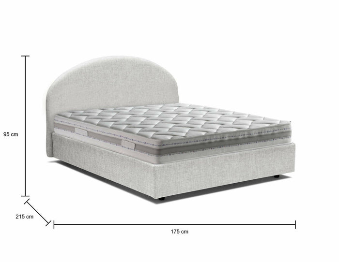 Letto matrimoniale Melanite, Letto contenitore con rivestimento in tessuto, Made in Italy, Apertura frontale, con materasso cm 160x200 incluso, Bianco