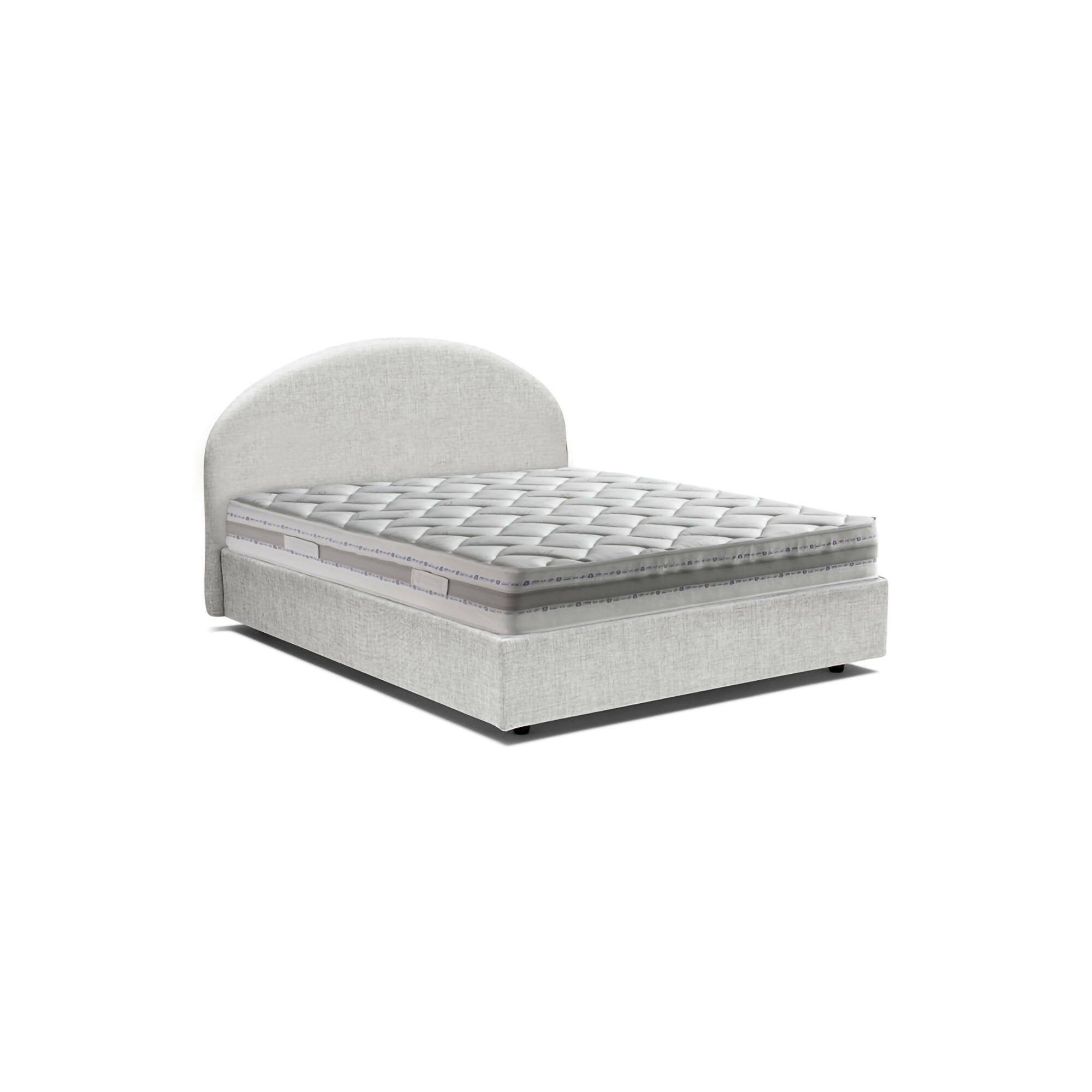 Letto matrimoniale Melanite, Letto contenitore con rivestimento in tessuto, Made in Italy, Apertura frontale, con materasso cm 160x200 incluso, Bianco