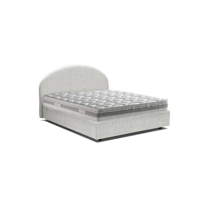 Letto matrimoniale Melanite, Letto contenitore con rivestimento in tessuto, Made in Italy, Apertura frontale, con materasso cm 160x200 incluso, Bianco