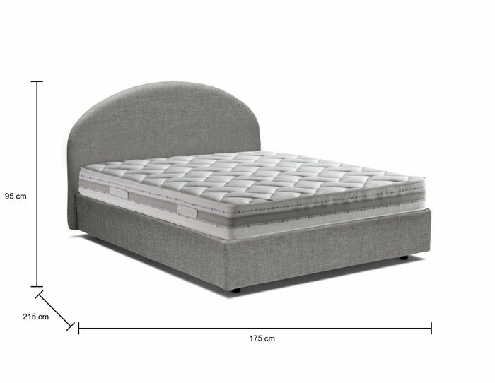Letto matrimoniale Melanite, Letto contenitore con rivestimento in tessuto, Made in Italy, Apertura frontale, con materasso cm 160x200 incluso, Grigio