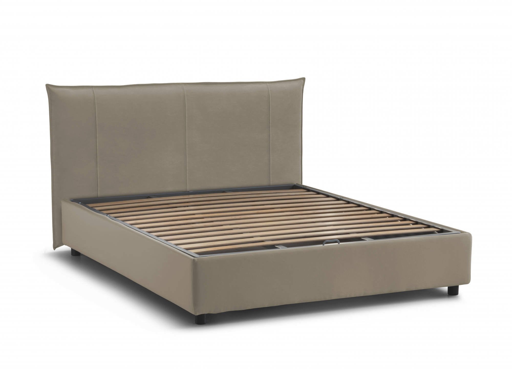 Letto matrimoniale Akasha, Letto contenitore con rivestimento in tessuto, Made in Italy, Apertura frontale, adatto per materasso 160x190 cm, Tortora