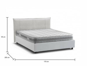 Letto matrimoniale Almond, Letto contenitore con rivestimento in tessuto, Made in Italy, Apertura frontale, con materasso 160x190 cm incluso, Bianco