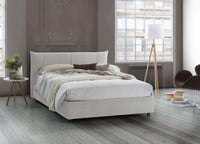 Letto matrimoniale Almond, Letto contenitore con rivestimento in tessuto, Made in Italy, Apertura frontale, con materasso 160x190 cm incluso, Bianco