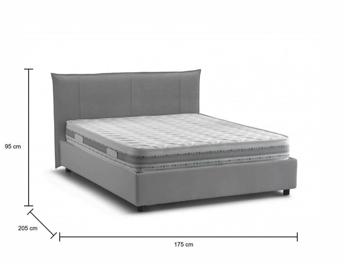 Letto matrimoniale Almond, Letto contenitore con rivestimento in tessuto, Made in Italy, Apertura frontale, con materasso 160x190 cm incluso, Grigio