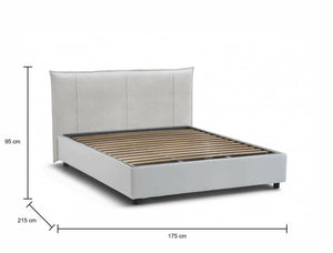 Letto matrimoniale Ambassador, Letto contenitore con rivestimento in tessuto, Made in Italy, Apertura frontale, adatto per materasso 160x200 cm, Bianco
