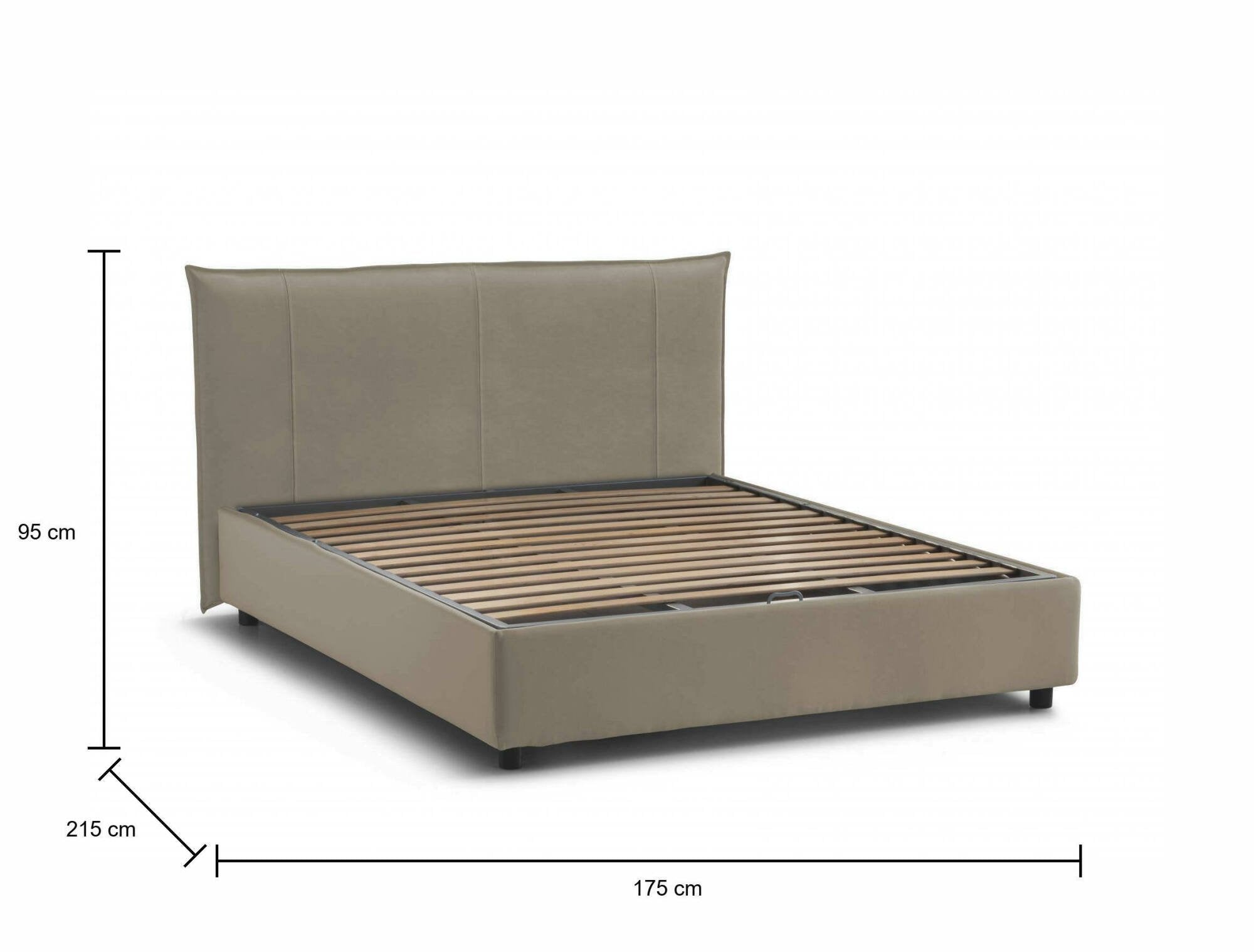 Letto matrimoniale Ambassador, Letto contenitore con rivestimento in tessuto, Made in Italy, Apertura frontale, adatto per materasso 160x200 cm, Tortora