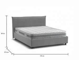 Letto matrimoniale Geras, Letto contenitore con rivestimento in tessuto, Made in Italy, Apertura frontale, con materasso 160x200 cm incluso, Grigio