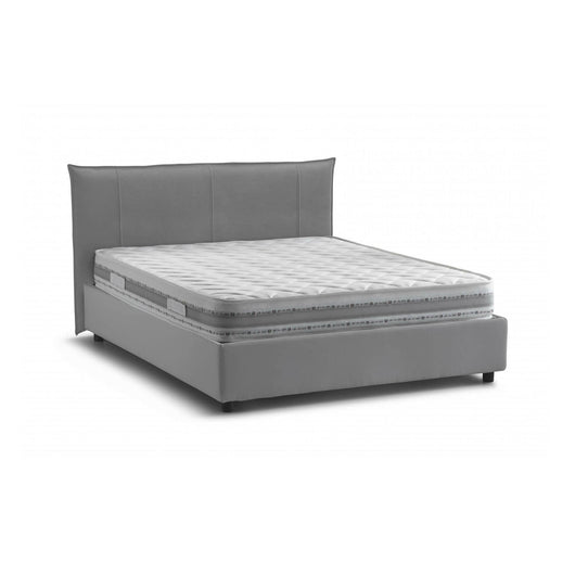 Letto matrimoniale Geras, Letto contenitore con rivestimento in tessuto, Made in Italy, Apertura frontale, con materasso 160x200 cm incluso, Grigio