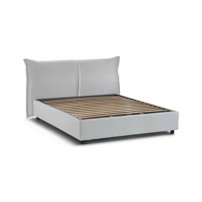 Letto matrimoniale Abarat, Letto contenitore con rivestimento in tessuto, Made in Italy, Apertura frontale, adatto per materasso 160x200 cm, Bianco