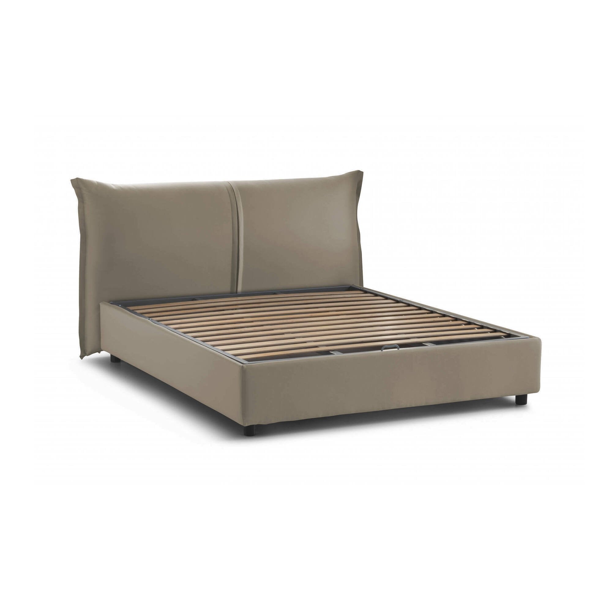 Letto matrimoniale Abarat, Letto contenitore con rivestimento in tessuto, Made in Italy, Apertura frontale, adatto per materasso 160x200 cm, Tortora