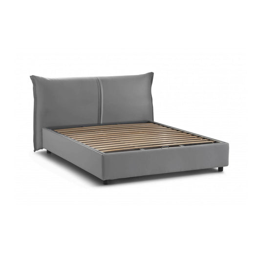 Letto matrimoniale Abarat, Letto contenitore con rivestimento in tessuto, Made in Italy, Apertura frontale, adatto per materasso 160x200 cm, Grigio