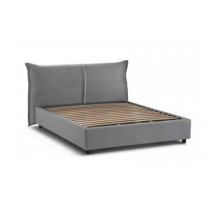 Letto matrimoniale Abarat, Letto contenitore con rivestimento in tessuto, Made in Italy, Apertura frontale, adatto per materasso 160x200 cm, Grigio