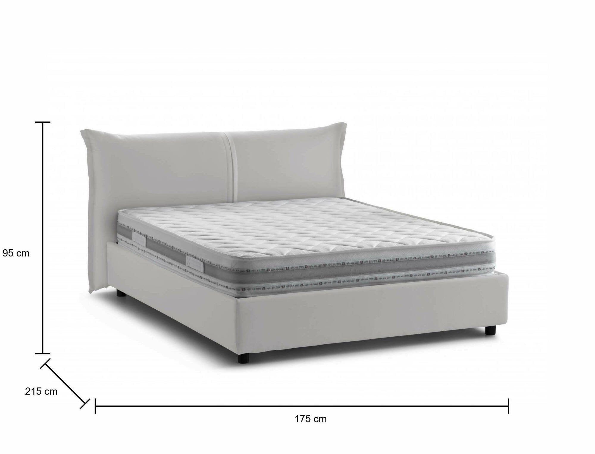Letto matrimoniale Aldus, Letto contenitore con rivestimento in tessuto, Made in Italy, Apertura frontale, con materasso 160x200 cm incluso, Bianco