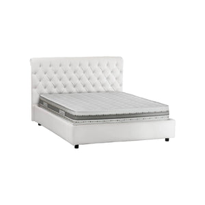 Letto matrimoniale Arnorld, Letto contenitore e testata in ecopelle, Made in Italy, Apertura frontale, Bianco, adatto a materasso da 160x190 cm