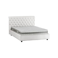 Letto matrimoniale Arnorld, Letto contenitore e testata in ecopelle, Made in Italy, Apertura frontale, Bianco, adatto a materasso da 160x190 cm