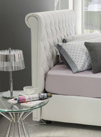 Letto matrimoniale Arnorld, Letto contenitore e testata in ecopelle, Made in Italy, Apertura frontale, Bianco, con incluso materasso da 160x190 cm