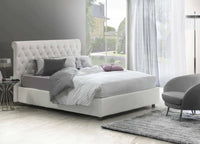 Letto matrimoniale Arnorld, Letto contenitore e testata in ecopelle, Made in Italy, Apertura frontale, Bianco, con incluso materasso da 160x190 cm