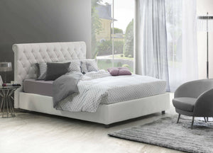Letto matrimoniale Arnorld, Letto contenitore e testata in ecopelle, Made in Italy, Apertura frontale, Bianco, con incluso materasso da 160x190 cm