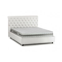 Letto matrimoniale Arnorld, Letto contenitore e testata in ecopelle, Made in Italy, Apertura frontale, Bianco, con incluso materasso da 160x190 cm