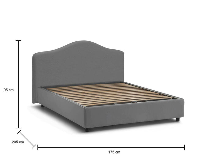 Letto matrimoniale Abigael, Letto contenitore con rivestimento in tessuto, Made in Italy, Apertura frontale, adatto per materasso 160x190 cm, Grigio