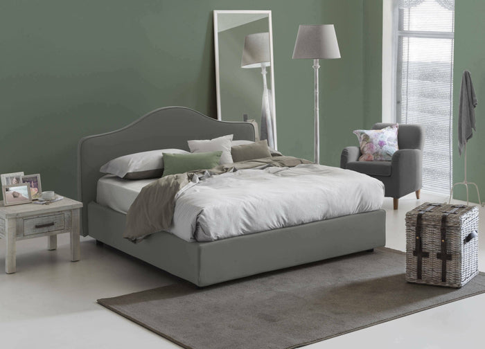 Letto matrimoniale Abigael, Letto contenitore con rivestimento in tessuto, Made in Italy, Apertura frontale, adatto per materasso 160x190 cm, Grigio