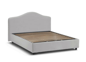 Letto matrimoniale Akym, Letto contenitore con rivestimento in tessuto, Made in Italy, Apertura frontale, con materasso 160x190 cm incluso, Bianco