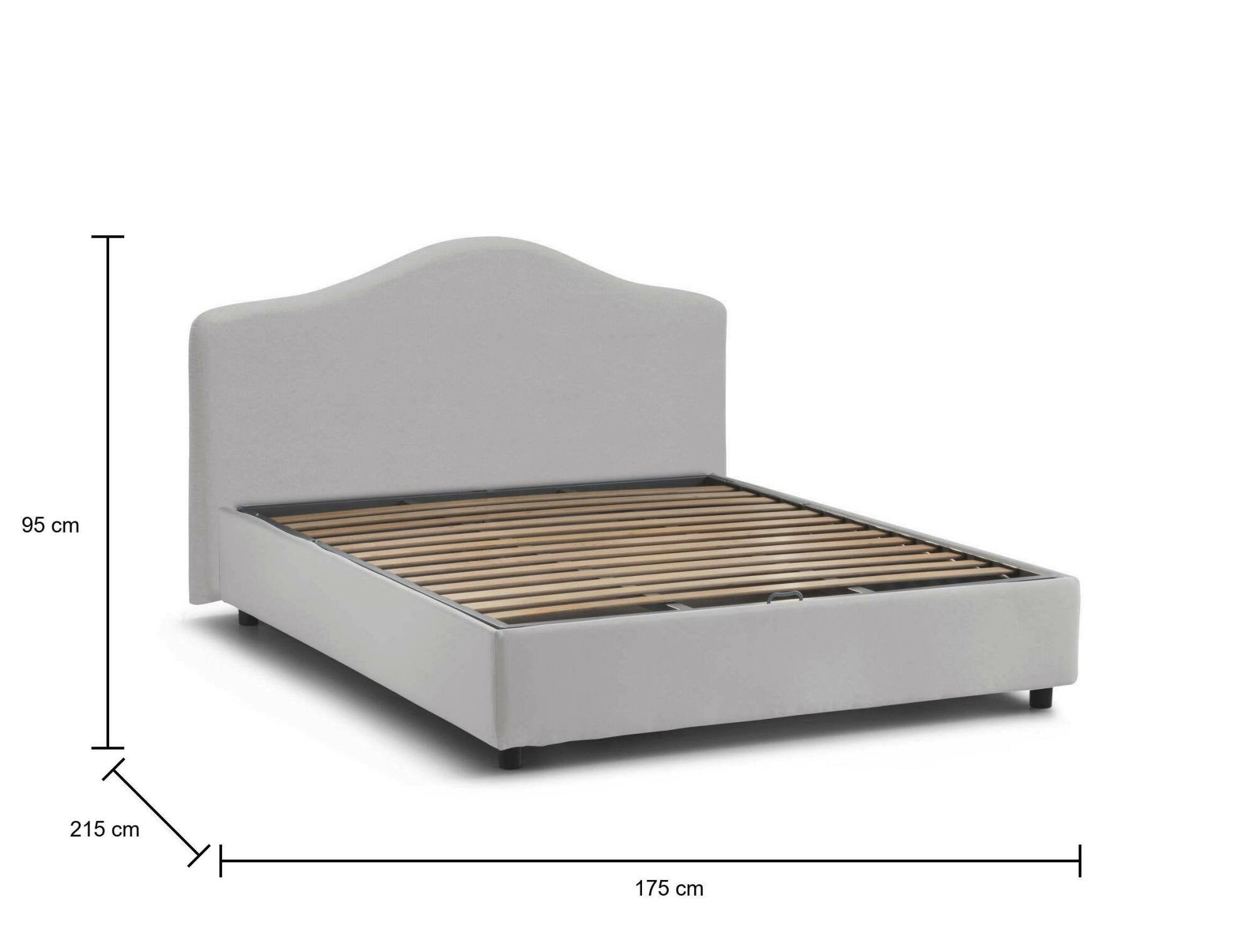 Letto matrimoniale Alborella, Letto contenitore con rivestimento in tessuto, Made in Italy, Apertura frontale, adatto per materasso 160x200 cm, Bianco