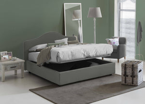 Letto matrimoniale Alborella, Letto contenitore con rivestimento in tessuto, Made in Italy, Apertura frontale, adatto per materasso 160x200 cm, Grigio