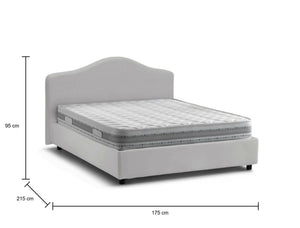 Letto matrimoniale Verdite, Letto contenitore con rivestimento in tessuto, Made in Italy, Apertura frontale, con materasso 160x200 cm incluso, Bianco