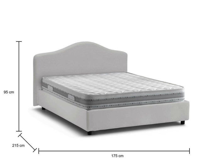 Letto matrimoniale Verdite, Letto contenitore con rivestimento in tessuto, Made in Italy, Apertura frontale, con materasso 160x200 cm incluso, Bianco