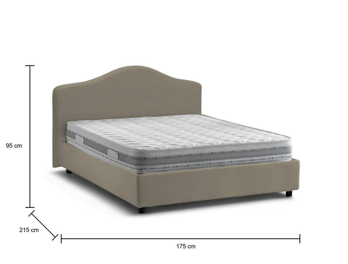 Letto matrimoniale Verdite, Letto contenitore con rivestimento in tessuto, Made in Italy, Apertura frontale, con materasso 160x200 cm incluso, Tortora