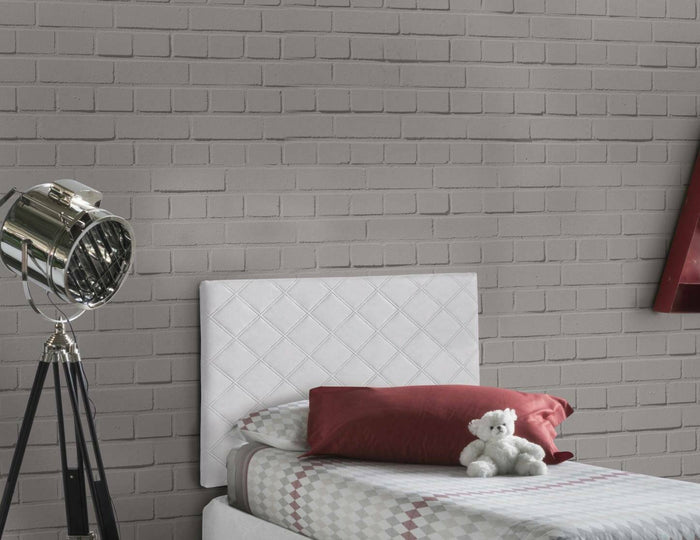 Letto singolo Arak, Testata in ecopelle a muro, Made in Italy, adatta a letto Singolo, cm 90x60, Bianco