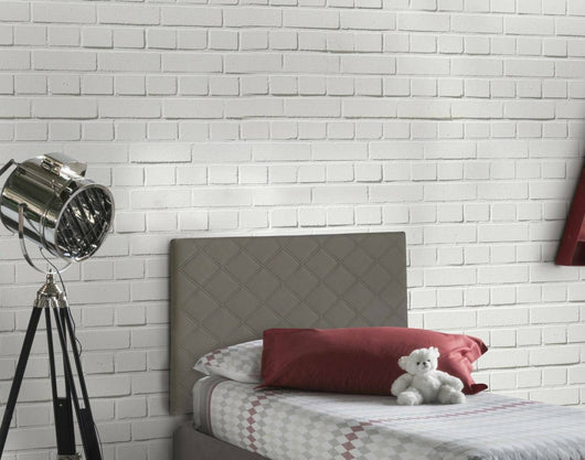 Letto singolo Arak, Testata in ecopelle a muro, Made in Italy, adatta a letto Singolo, cm 90x60, Tortora