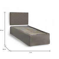 Letto singolo Accu, Set testata in ecopelle con rete ortopedica e mantovana, Made in Italy, adatta a letto Singolo, per materasso da cm 80x190, Tortora