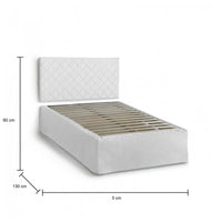 Letto piazza e mezza Anas, Set testata in ecopelle con rete ortopedica e mantovana, Made in Italy, adatto a materasso da cm 120x190, Bianco