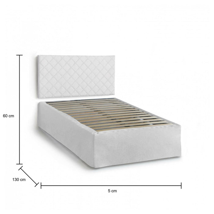 Letto piazza e mezza Anas, Set testata in ecopelle con rete ortopedica e mantovana, Made in Italy, adatto a materasso da cm 120x190, Bianco