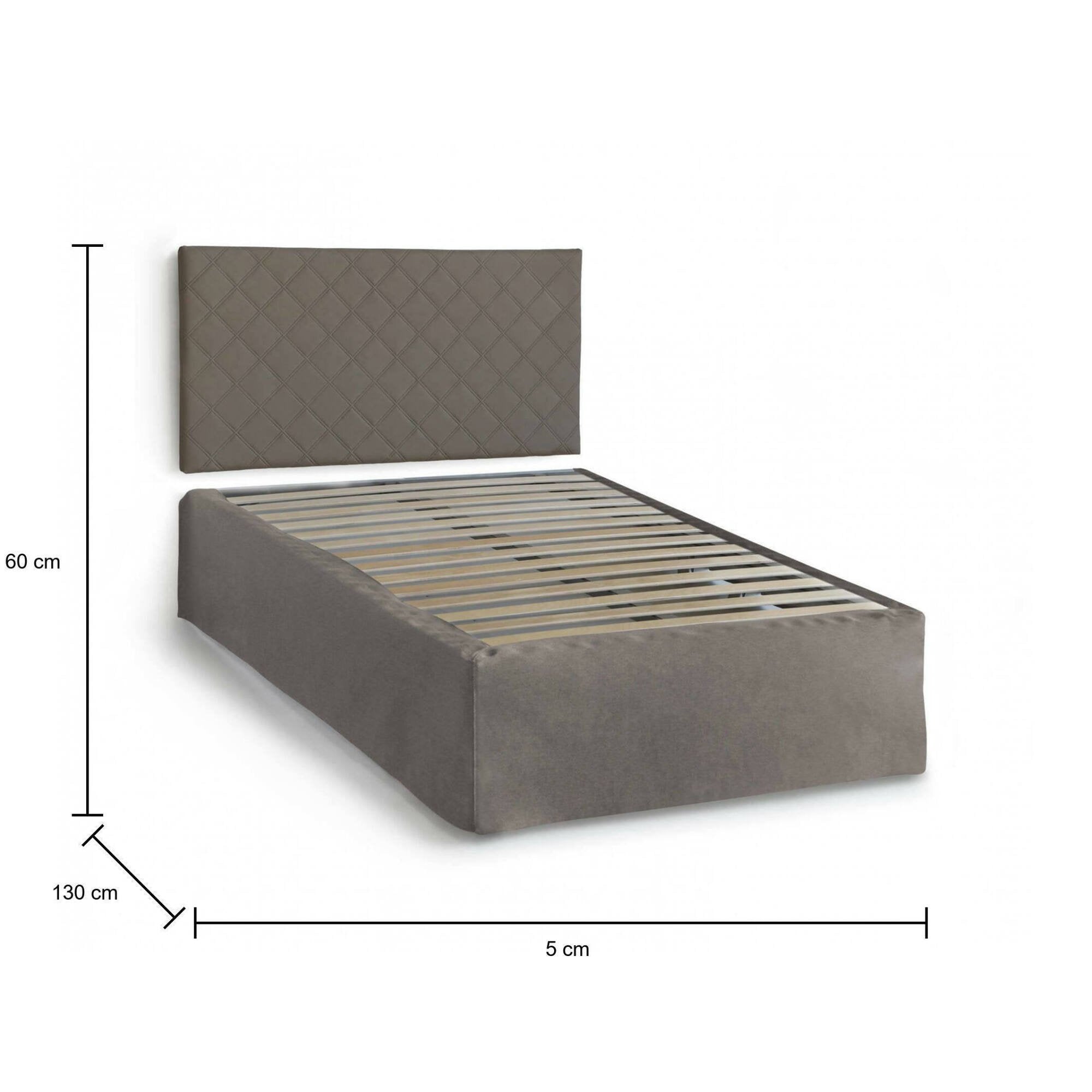 Letto piazza e mezza Anas, Set testata in ecopelle con rete ortopedica e mantovana, Made in Italy, adatto a materasso da cm 120x190, Tortora