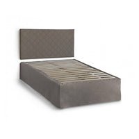 Letto piazza e mezza Anas, Set testata in ecopelle con rete ortopedica e mantovana, Made in Italy, adatto a materasso da cm 120x190, Tortora