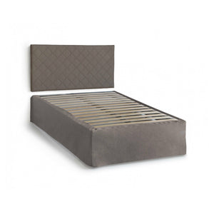 Letto piazza e mezza Anas, Set testata in ecopelle con rete ortopedica e mantovana, Made in Italy, adatto a materasso da cm 120x190, Tortora