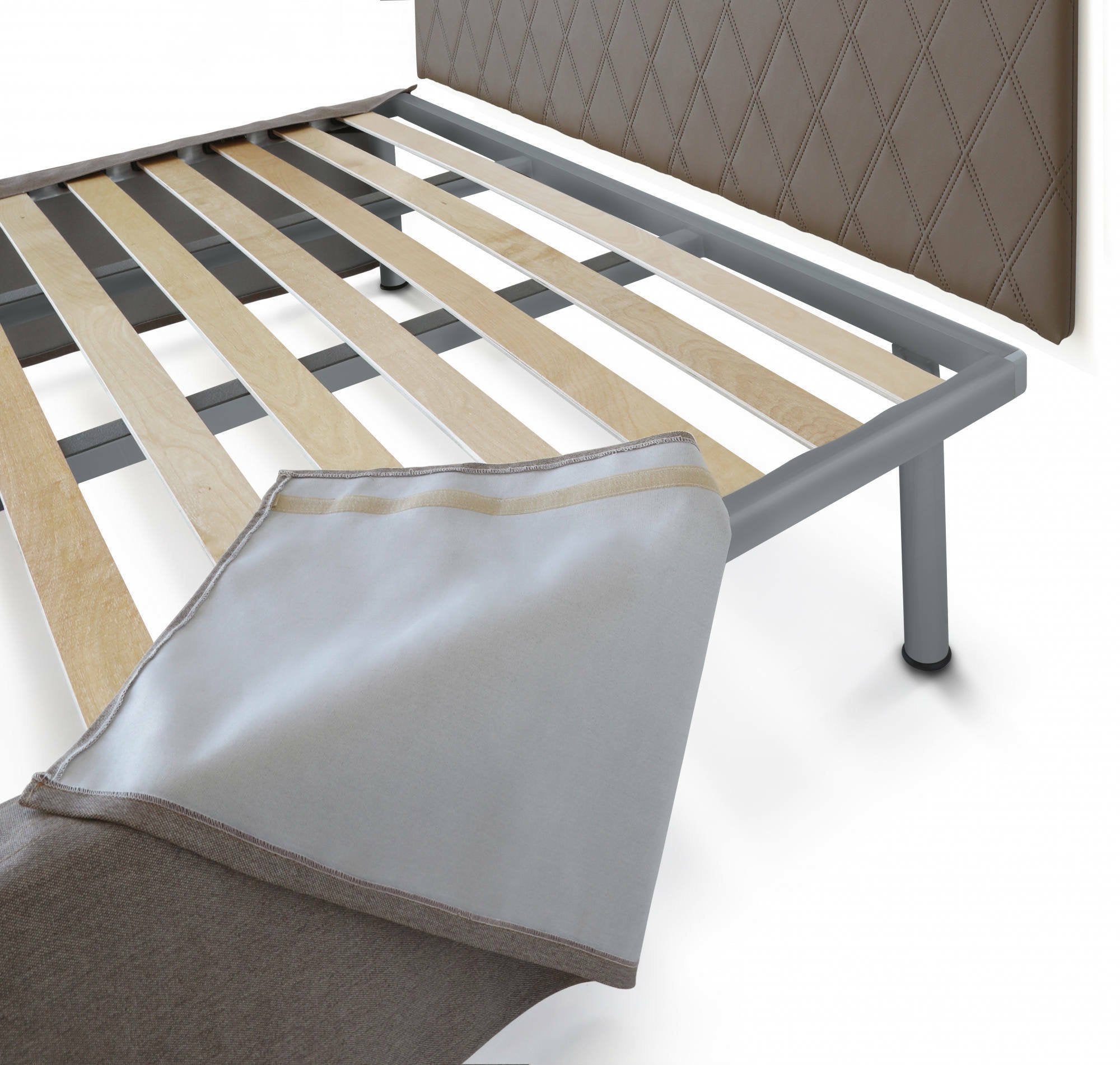 Letto Matrimoniale Alfredo, Letto Matrimoniale Sfoderabile Made in Italy, Grigio