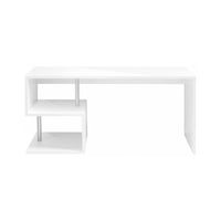 Scrivania moderna ad Esse per ufficio e studio con Atemis, Made in Italy, Tavolo da computer, Scrittoio porta PC, cm 140x60h78, Bianco lucido